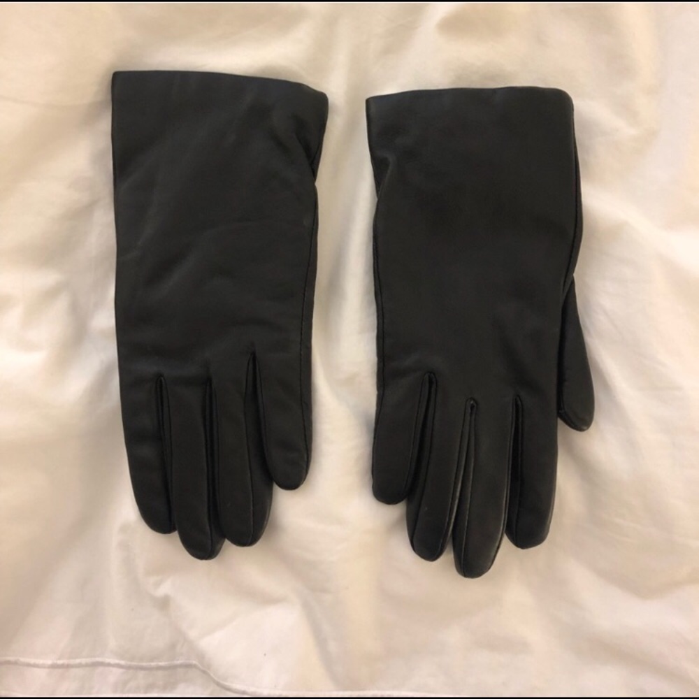 J.Crew Black Leather Cashmere Lined Gloves